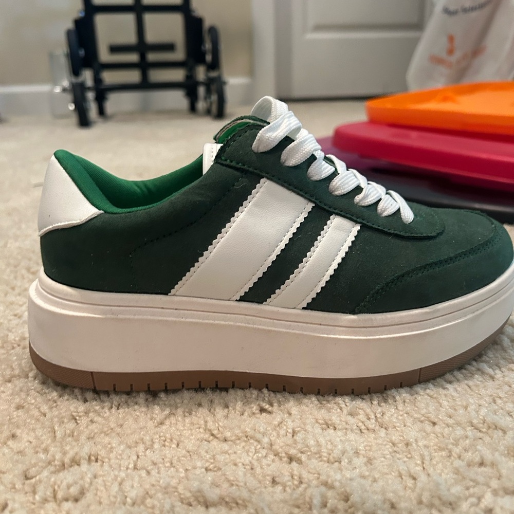Madden Girl Green and White Sneakers